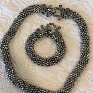 Stainless steel beaded necklace and bracelet set